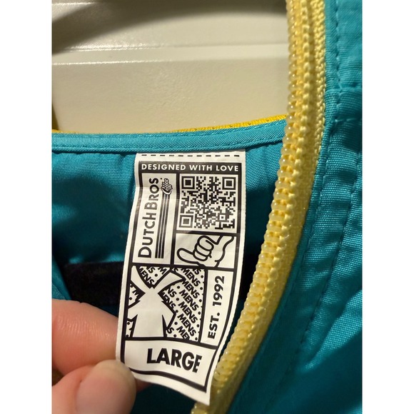 Dutch Bros Coffee Windbreaker Half Zip Pullover Teal Purple Mens Large - Picture 3 of 8